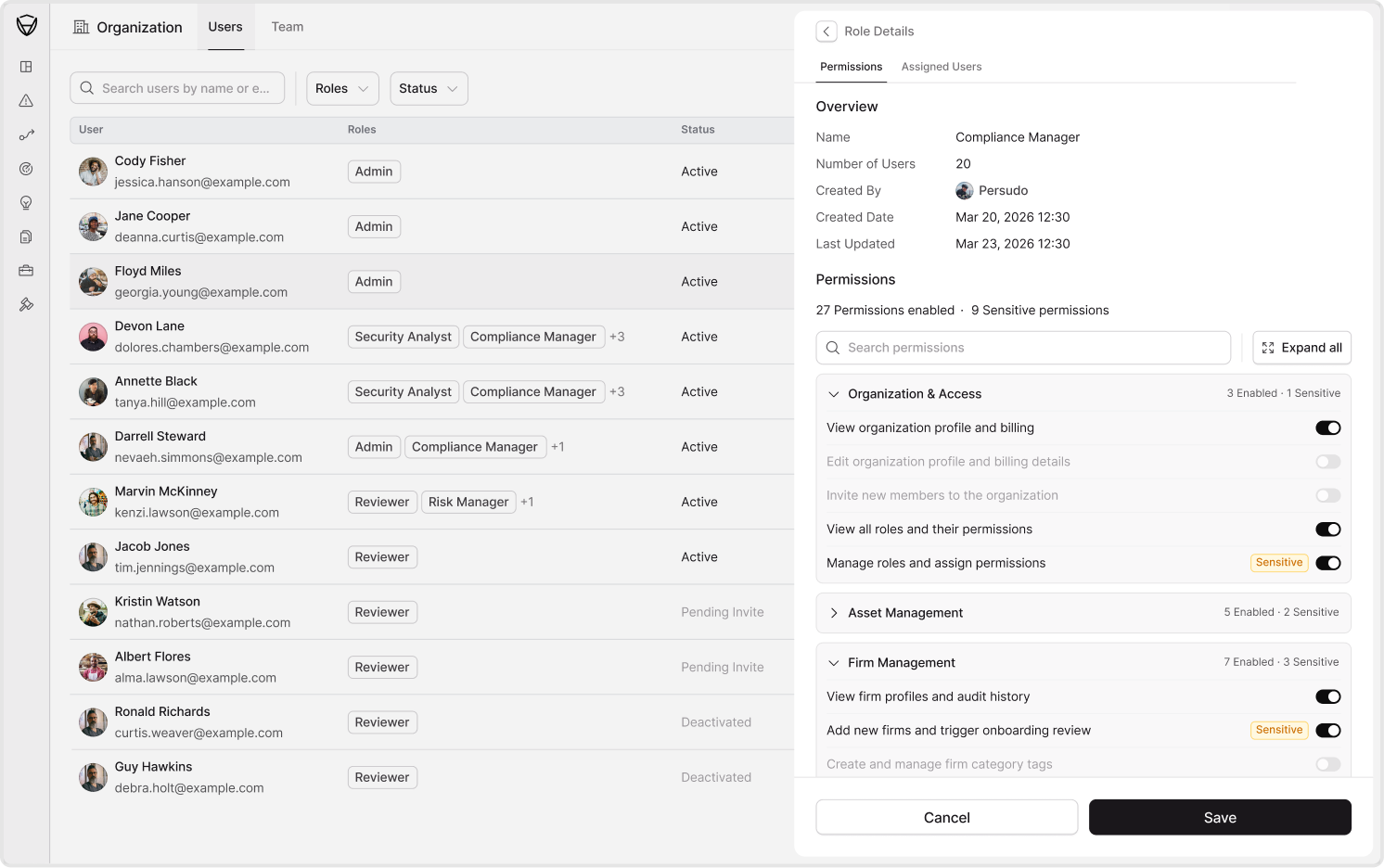 Enterprise role management workflow product snapshot